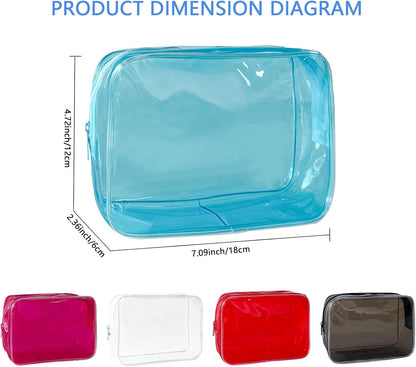Neon TSA Approved Clear Toiletry Pouch, 7"x2.3"x4.7" Size, PVC Travel Makeup Bags for Toiletries, Transparent Cosmetic Bag for Women and Men Small (Wine Red)