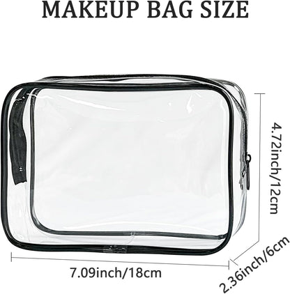 Neon TSA Approved Clear Toiletry Pouch, 7"x2.3"x4.7" Size, PVC Travel Makeup Bags for Toiletries, Transparent Cosmetic Bag for Women and Men Small (Wine Red)