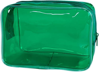 Neon TSA Approved Clear Toiletry Pouch, 7"x2.3"x4.7" Size, PVC Travel Makeup Bags for Toiletries, Transparent Cosmetic Bag for Women and Men Small (Wine Red)