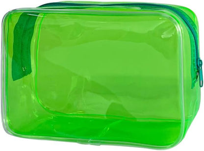 Neon TSA Approved Clear Toiletry Pouch, 7"x2.3"x4.7" Size, PVC Travel Makeup Bags for Toiletries, Transparent Cosmetic Bag for Women and Men Small (Wine Red)