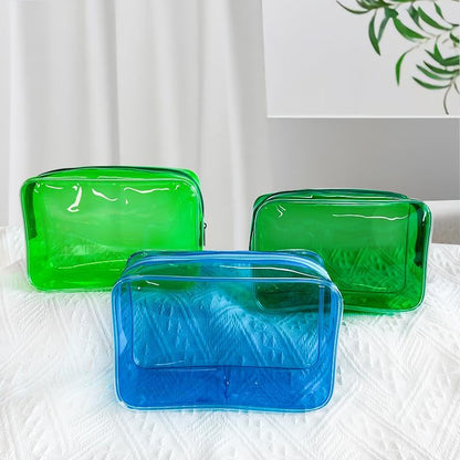 Neon TSA Approved Clear Toiletry Pouch, 7"x2.3"x4.7" Size, PVC Travel Makeup Bags for Toiletries, Transparent Cosmetic Bag for Women and Men Small (Wine Red)