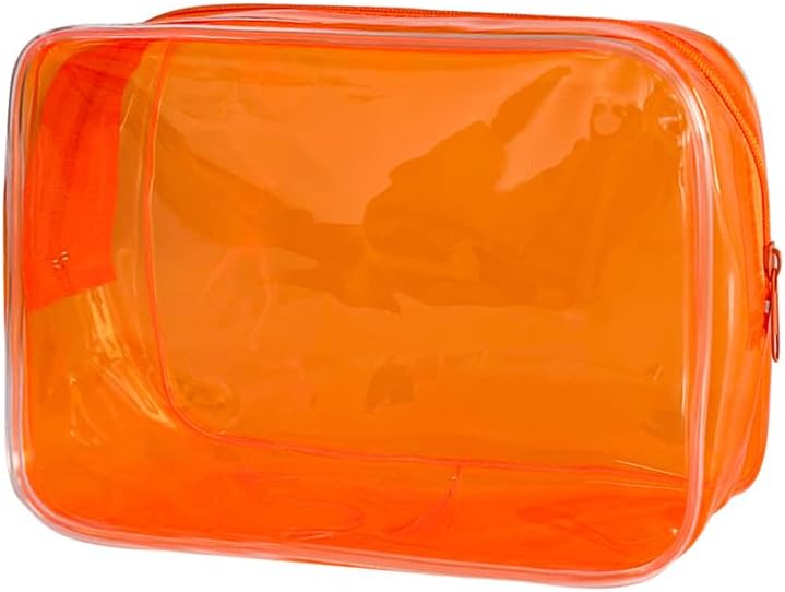 Neon TSA Approved Clear Toiletry Pouch, 7"x2.3"x4.7" Size, PVC Travel Makeup Bags for Toiletries, Transparent Cosmetic Bag for Women and Men Small (Wine Red)