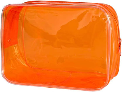 Neon TSA Approved Clear Toiletry Pouch, 7"x2.3"x4.7" Size, PVC Travel Makeup Bags for Toiletries, Transparent Cosmetic Bag for Women and Men Small (Wine Red)
