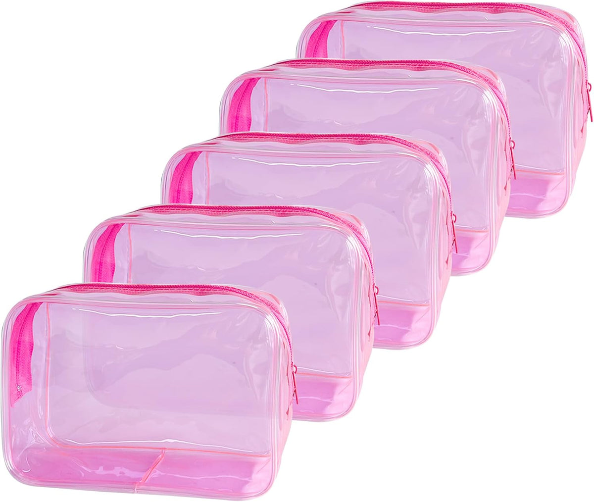 Neon TSA Approved Clear Toiletry Pouch, 7"x2.3"x4.7" Size, PVC Travel Makeup Bags for Toiletries, Transparent Cosmetic Bag for Women and Men Small (Wine Red)