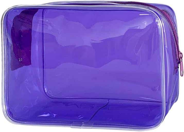 Neon TSA Approved Clear Toiletry Pouch, 7"x2.3"x4.7" Size, PVC Travel Makeup Bags for Toiletries, Transparent Cosmetic Bag for Women and Men Small (Wine Red)
