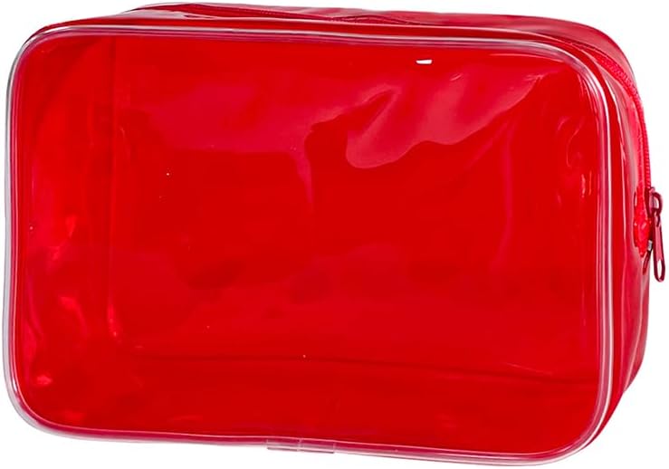 Neon TSA Approved Clear Toiletry Pouch, 7"x2.3"x4.7" Size, PVC Travel Makeup Bags for Toiletries, Transparent Cosmetic Bag for Women and Men Small (Wine Red)