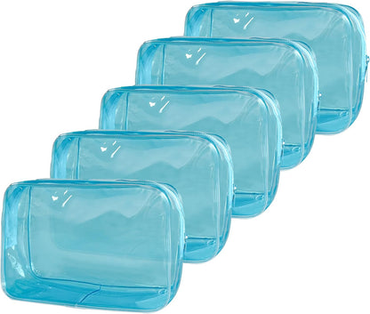 Neon TSA Approved Clear Toiletry Pouch, 7"x2.3"x4.7" Size, PVC Travel Makeup Bags for Toiletries, Transparent Cosmetic Bag for Women and Men Small (Wine Red)