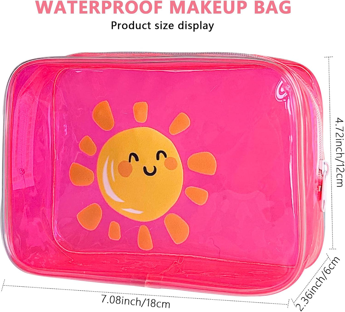 Neon TSA Approved Clear Toiletry Pouch, 7"x2.3"x4.7" Size, PVC Travel Makeup Bags for Toiletries, Transparent Cosmetic Bag for Women and Men Small (Wine Red)