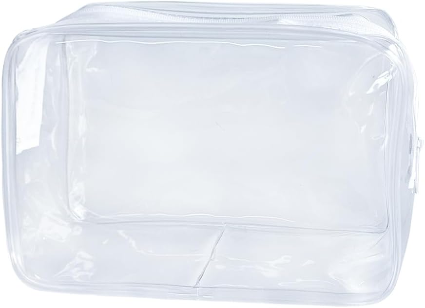 Neon TSA Approved Clear Toiletry Pouch, 7"x2.3"x4.7" Size, PVC Travel Makeup Bags for Toiletries, Transparent Cosmetic Bag for Women and Men Small (Wine Red)