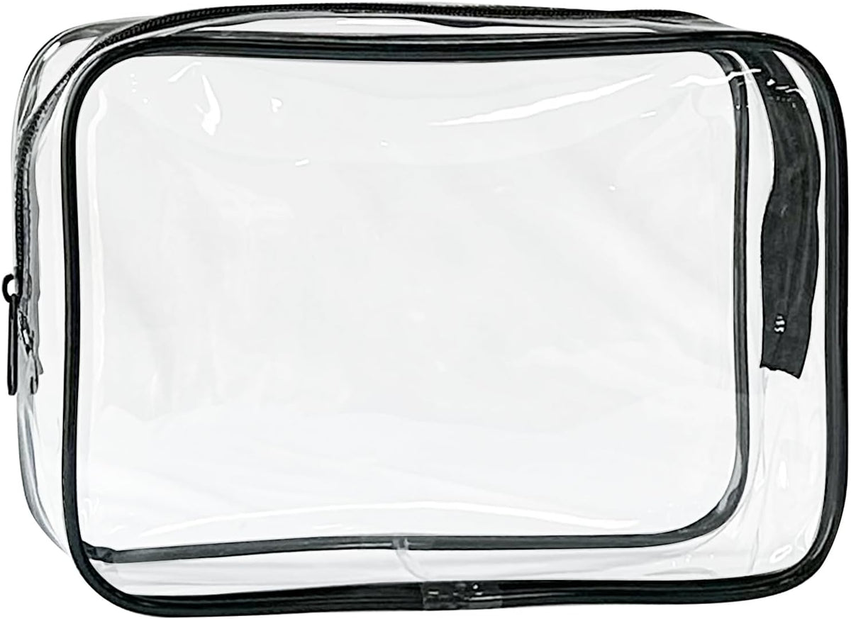 Neon TSA Approved Clear Toiletry Pouch, 7"x2.3"x4.7" Size, PVC Travel Makeup Bags for Toiletries, Transparent Cosmetic Bag for Women and Men Small (Wine Red)