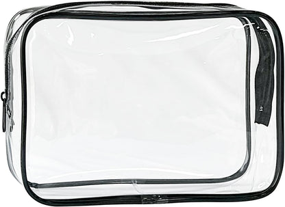 Neon TSA Approved Clear Toiletry Pouch, 7"x2.3"x4.7" Size, PVC Travel Makeup Bags for Toiletries, Transparent Cosmetic Bag for Women and Men Small (Wine Red)