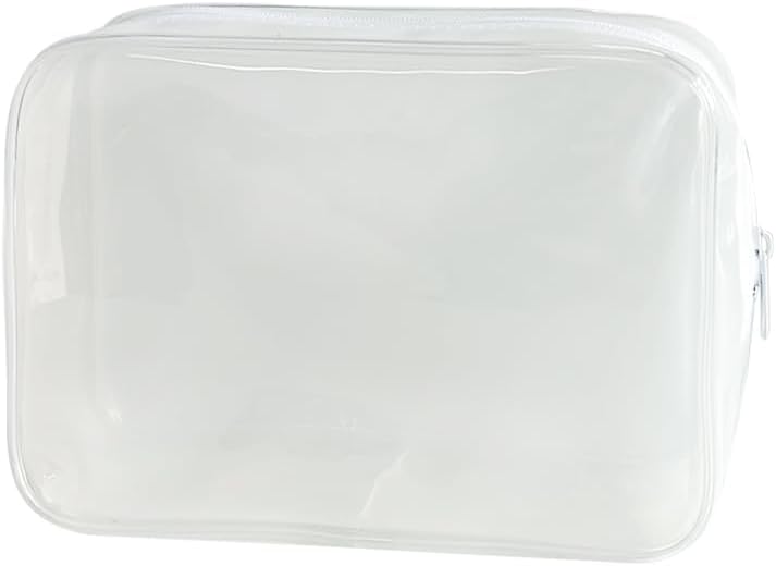 Neon TSA Approved Clear Toiletry Pouch, 7"x2.3"x4.7" Size, PVC Travel Makeup Bags for Toiletries, Transparent Cosmetic Bag for Women and Men Small (Wine Red)