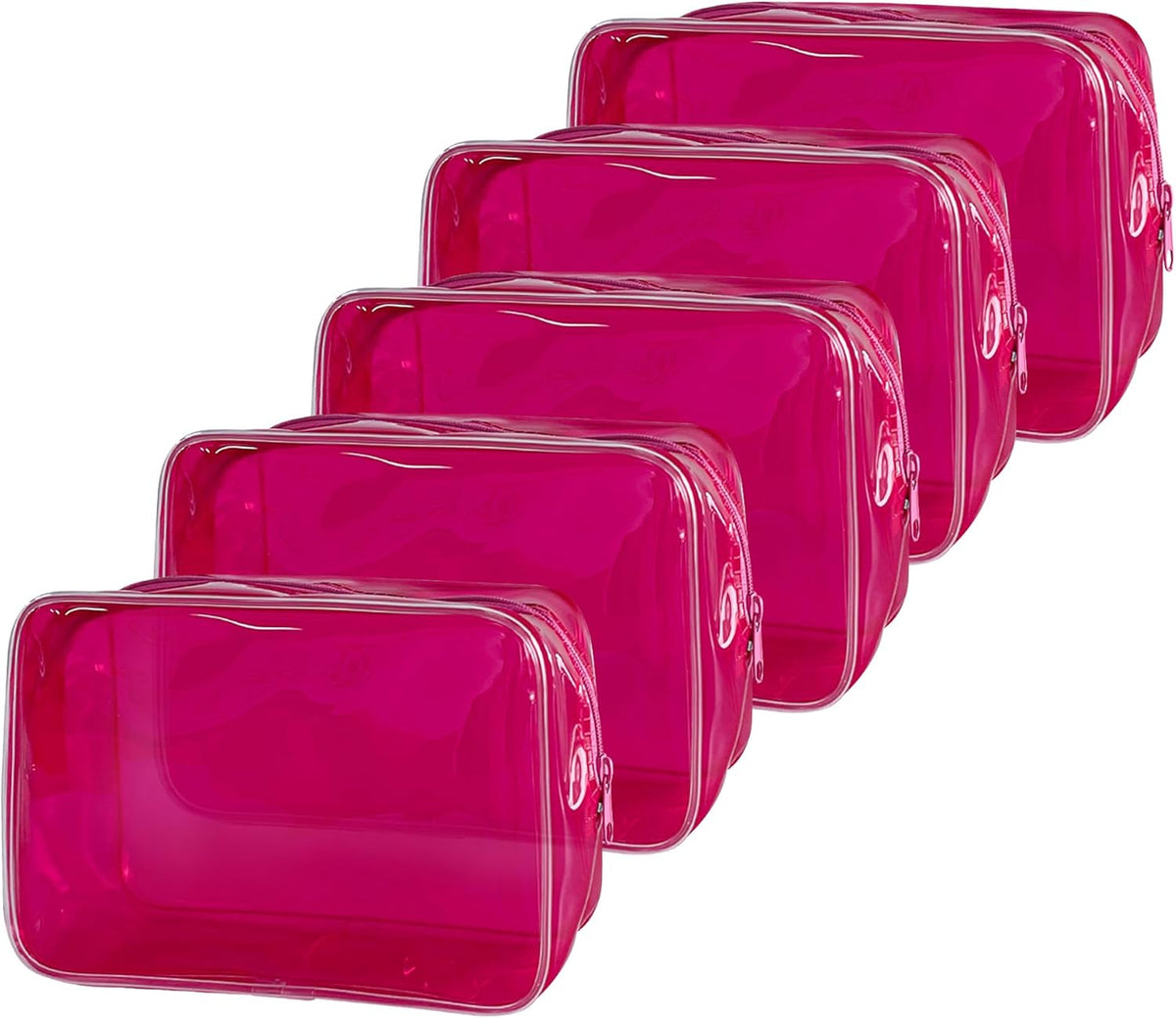 Neon TSA Approved Clear Toiletry Pouch, 7"x2.3"x4.7" Size, PVC Travel Makeup Bags for Toiletries, Transparent Cosmetic Bag for Women and Men Small (Wine Red)