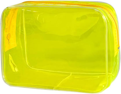 Neon TSA Approved Clear Toiletry Pouch, 7"x2.3"x4.7" Size, PVC Travel Makeup Bags for Toiletries, Transparent Cosmetic Bag for Women and Men Small (Wine Red)