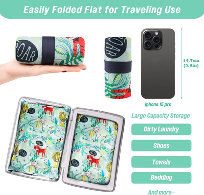 2 Pack Travel Laundry Bags, Dirty Clothes Storage Bag with Zipper Closure | Waterproof with Handle, Machine Washable for Travel, Home, Camp, Suitcase, Dorm, Wet Dry Separation Laundry Bags