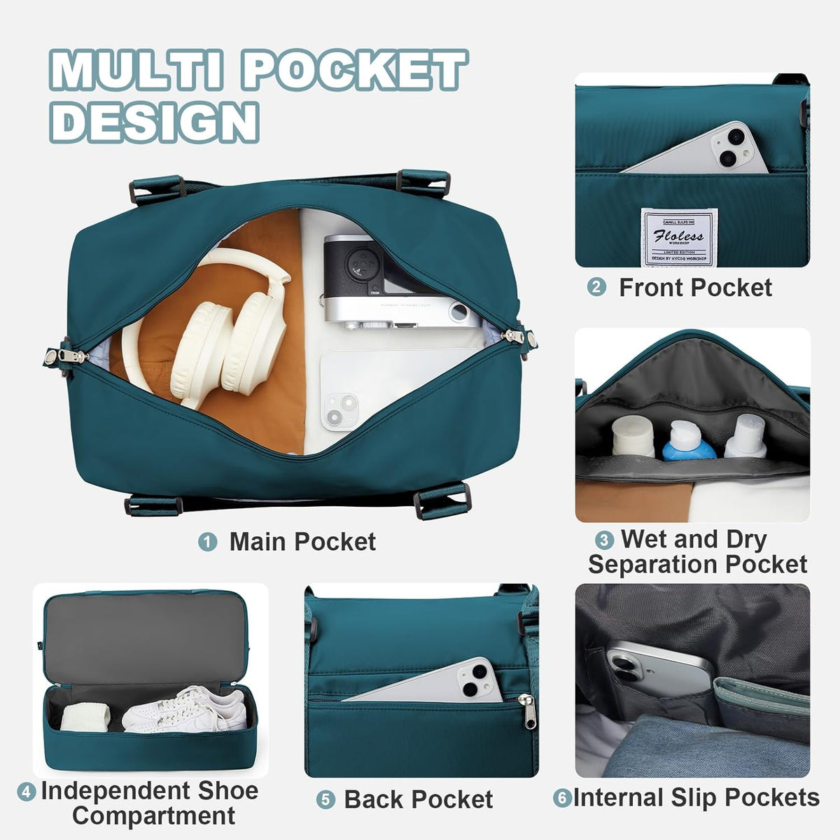 Travel Duffel Bag, Sports Tote Gym Bag, Shoulder Weekender Overnight Bag for Women - Colors A