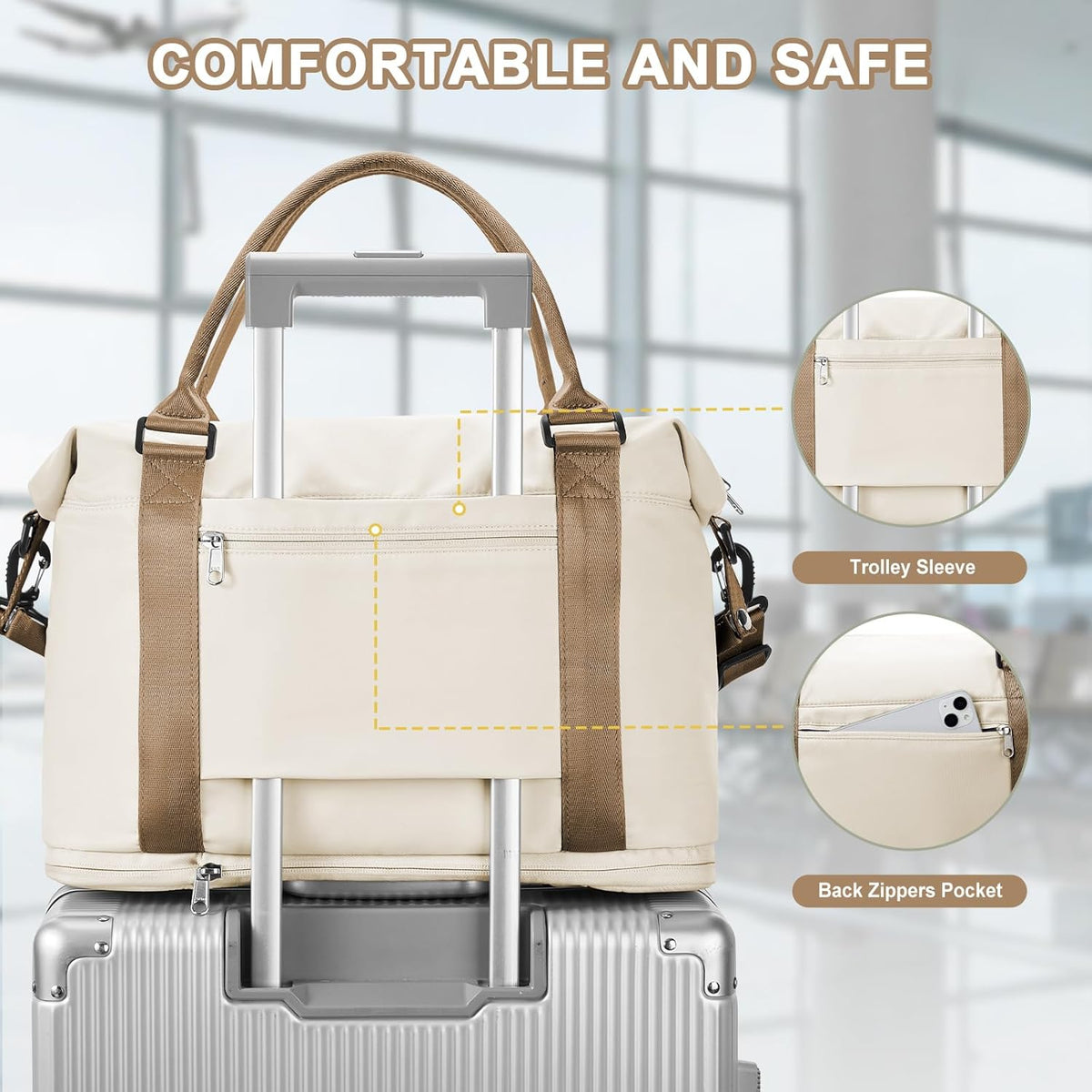 Travel Duffel Bag, Sports Tote Gym Bag, Shoulder Weekender Overnight Bag for Women - Colors A