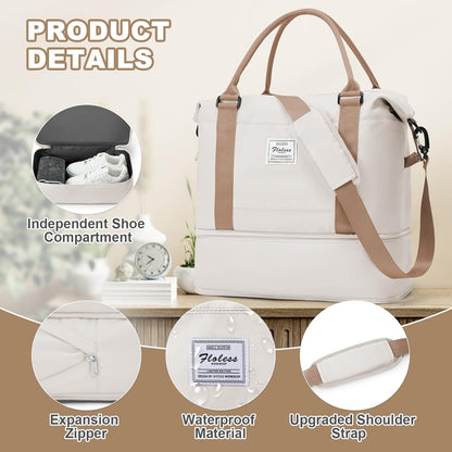 Travel Duffel Bag, Sports Tote Gym Bag, Shoulder Weekender Overnight Bag for Women - Colors A