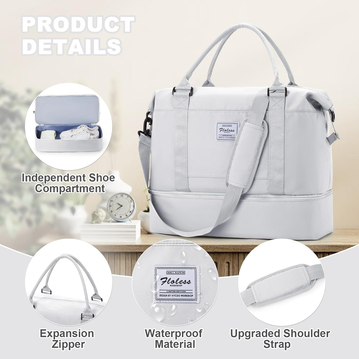 Travel Duffel Bag, Sports Tote Gym Bag, Shoulder Weekender Overnight Bag for Women - Colors A