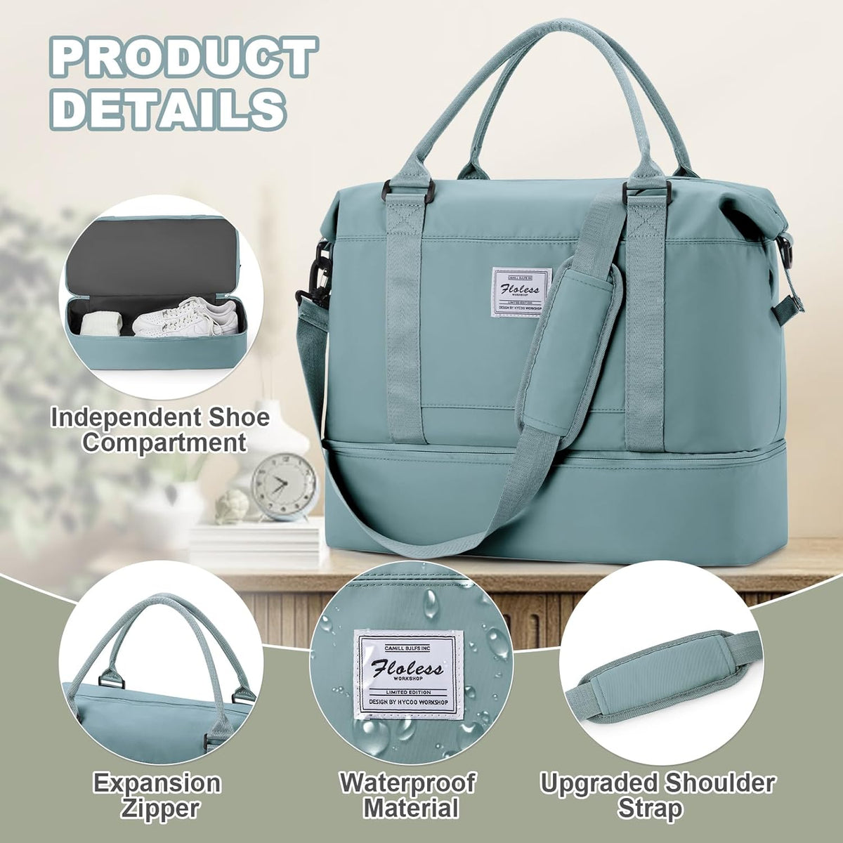 Travel Duffel Bag, Sports Tote Gym Bag, Shoulder Weekender Overnight Bag for Women - Colors A