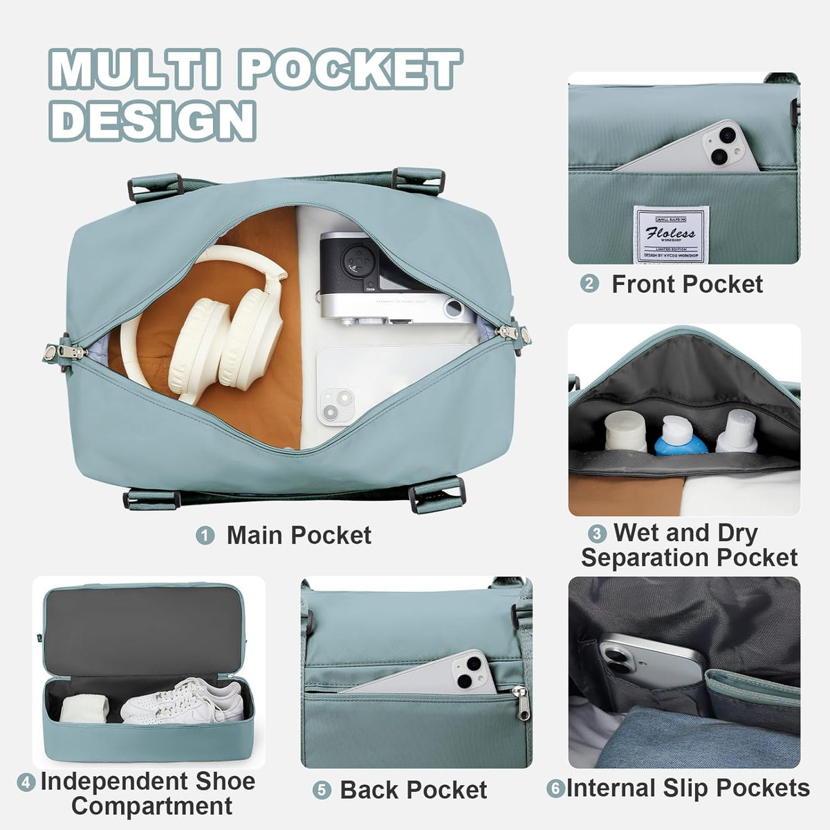 Travel Duffel Bag, Sports Tote Gym Bag, Shoulder Weekender Overnight Bag for Women - Colors A