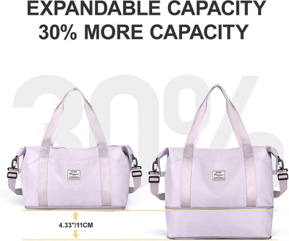 Travel Duffel Bag, Sports Tote Gym Bag, Shoulder Weekender Overnight Bag for Women - Colors A