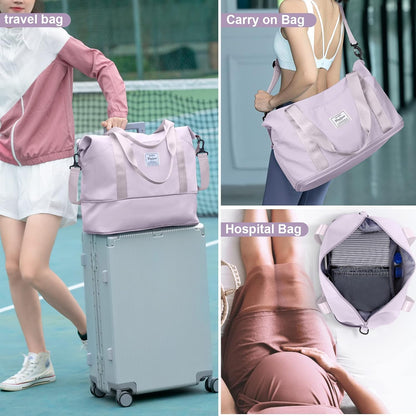 Travel Duffel Bag, Sports Tote Gym Bag, Shoulder Weekender Overnight Bag for Women - Colors A