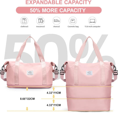 Travel Duffel Bag, Sports Tote Gym Bag, Shoulder Weekender Overnight Bag for Women - Colors A