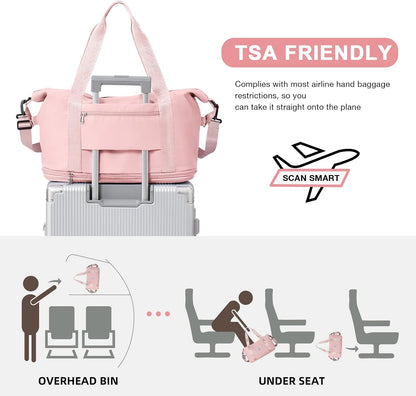 Travel Duffel Bag, Sports Tote Gym Bag, Shoulder Weekender Overnight Bag for Women - Colors A
