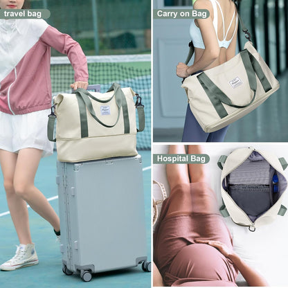 Travel Duffel Bag, Sports Tote Gym Bag, Shoulder Weekender Overnight Bag for Women - Colors A