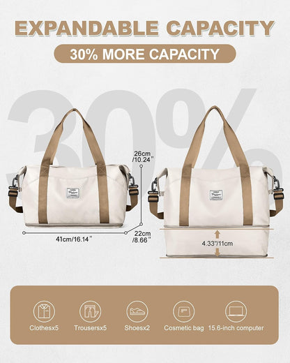 Travel Duffel Bag, Sports Tote Gym Bag, Shoulder Weekender Overnight Bag for Women - Colors A