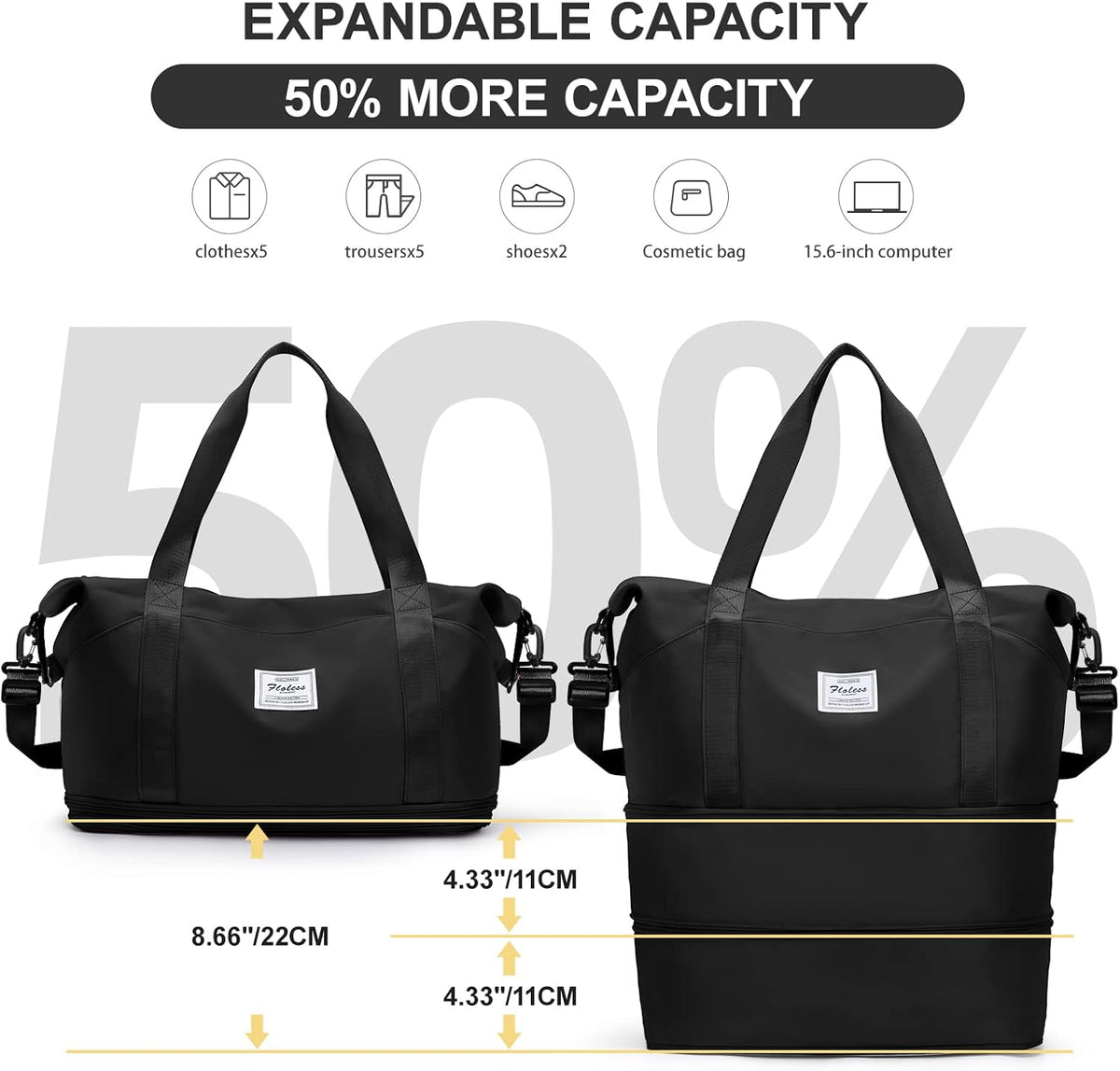 Travel Duffel Bag, Sports Tote Gym Bag, Shoulder Weekender Overnight Bag for Women - Colors A