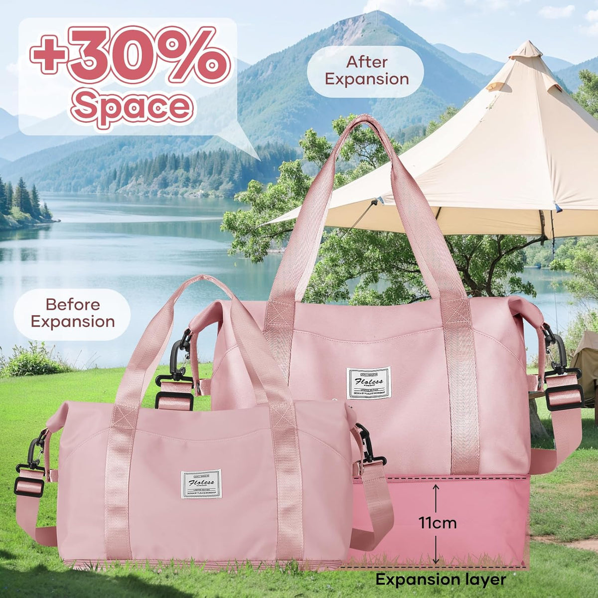 Travel Duffel Bag, Sports Tote Gym Bag, Shoulder Weekender Overnight Bag for Women - Colors A