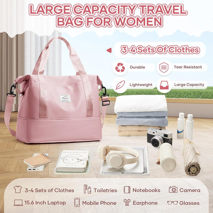 Travel Duffel Bag, Sports Tote Gym Bag, Shoulder Weekender Overnight Bag for Women - Colors A