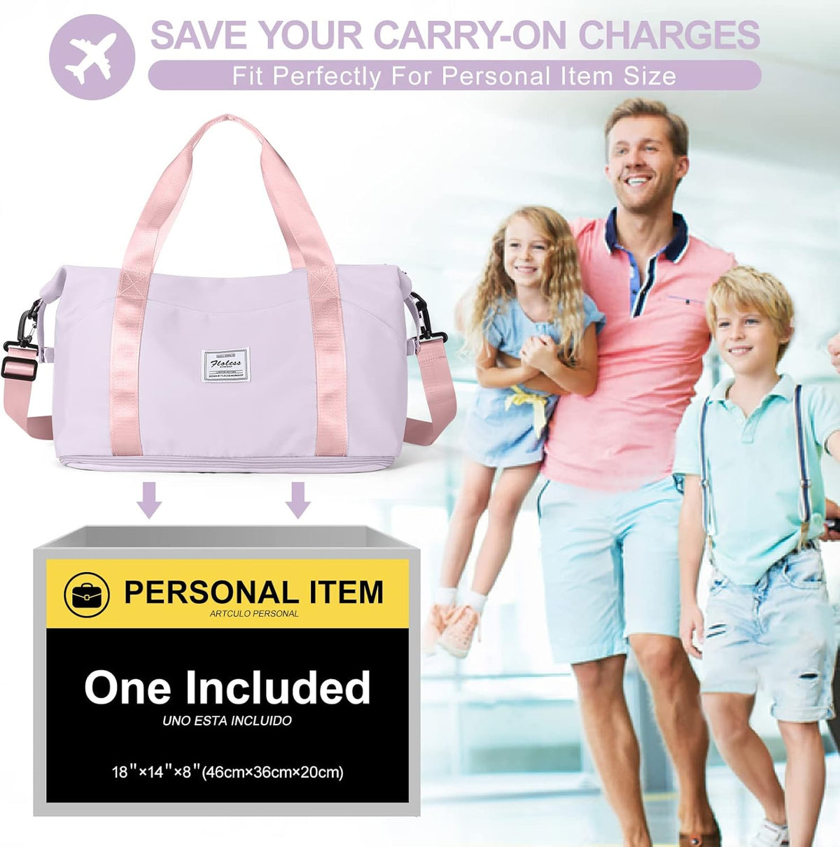 Travel Duffel Bag, Sports Tote Gym Bag, Shoulder Weekender Overnight Bag for Women - Colors A