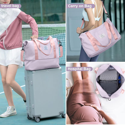 Travel Duffel Bag, Sports Tote Gym Bag, Shoulder Weekender Overnight Bag for Women - Colors A