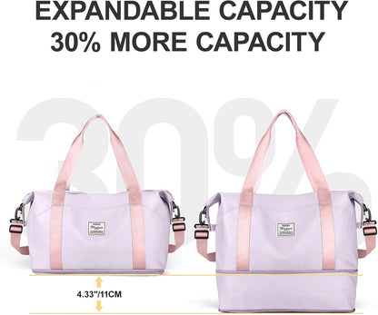 Travel Duffel Bag, Sports Tote Gym Bag, Shoulder Weekender Overnight Bag for Women - Colors A