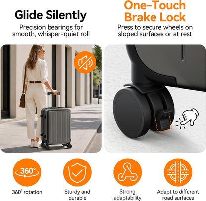 20 Inch Expandable Carry on Luggage Airline Approved with Front Pocket | Hardshell Suitcase, Cup Holder, Laptop Compartment, USB Charging Port, Brake Spinner Wheels, TSA Lock for Travel