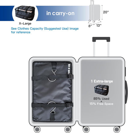 Stow-N-Go Portable Hanging Travel Shelves, Packing Organizer for Luggage. Carry on Closet with Hanger for Clothes. Expandable Packing Cube. Travel Essentials, Light Gray - L