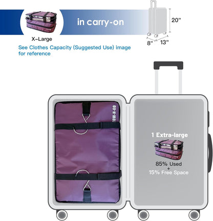 Stow-N-Go Portable Hanging Travel Shelves, Packing Organizer for Luggage. Carry on Closet with Hanger for Clothes. Expandable Packing Cube. Travel Essentials, Light Gray - L