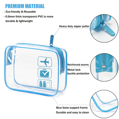 TSA Approved Toiletry Bag, 3 Pcs Clear Toiletries Bags Quart Size Travel Makeup Cosmetic Bag for Women Men, Carry on Airport Airline Compliant Bag (Black)