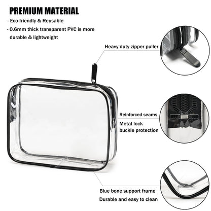 TSA Approved Toiletry Bag, 3 Pcs Clear Toiletries Bags Quart Size Travel Makeup Cosmetic Bag for Women Men, Carry on Airport Airline Compliant Bag (Black)