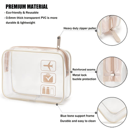 TSA Approved Toiletry Bag, 3 Pcs Clear Toiletries Bags Quart Size Travel Makeup Cosmetic Bag for Women Men, Carry on Airport Airline Compliant Bag (Black)