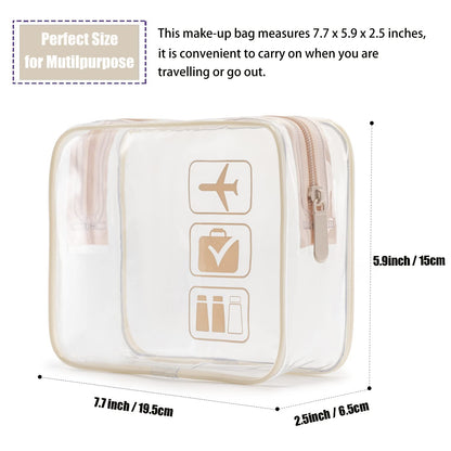 TSA Approved Toiletry Bag, 3 Pcs Clear Toiletries Bags Quart Size Travel Makeup Cosmetic Bag for Women Men, Carry on Airport Airline Compliant Bag (Black)
