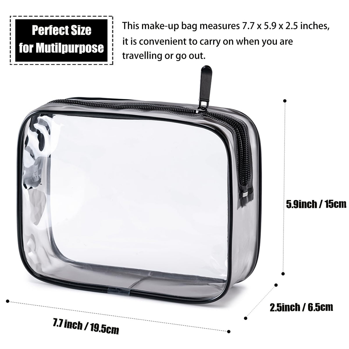 TSA Approved Toiletry Bag, 3 Pcs Clear Toiletries Bags Quart Size Travel Makeup Cosmetic Bag for Women Men, Carry on Airport Airline Compliant Bag (Black)