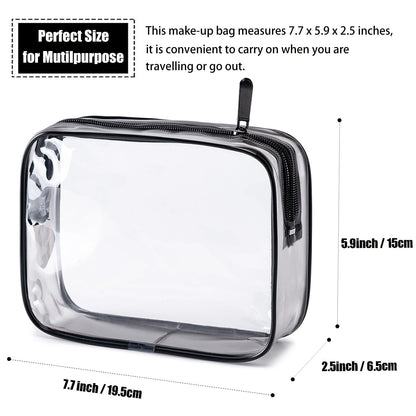TSA Approved Toiletry Bag, 3 Pcs Clear Toiletries Bags Quart Size Travel Makeup Cosmetic Bag for Women Men, Carry on Airport Airline Compliant Bag (Black)