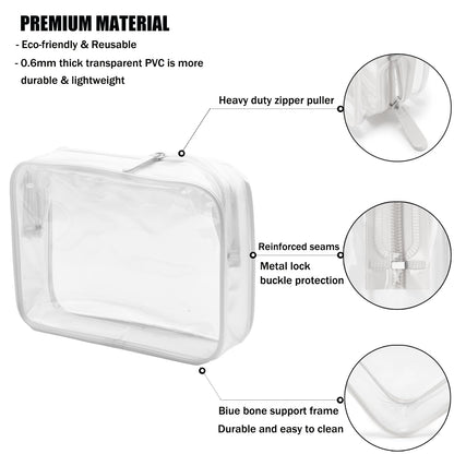 TSA Approved Toiletry Bag, 3 Pcs Clear Toiletries Bags Quart Size Travel Makeup Cosmetic Bag for Women Men, Carry on Airport Airline Compliant Bag (Black)