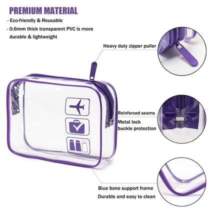 TSA Approved Toiletry Bag, 3 Pcs Clear Toiletries Bags Quart Size Travel Makeup Cosmetic Bag for Women Men, Carry on Airport Airline Compliant Bag (Black)