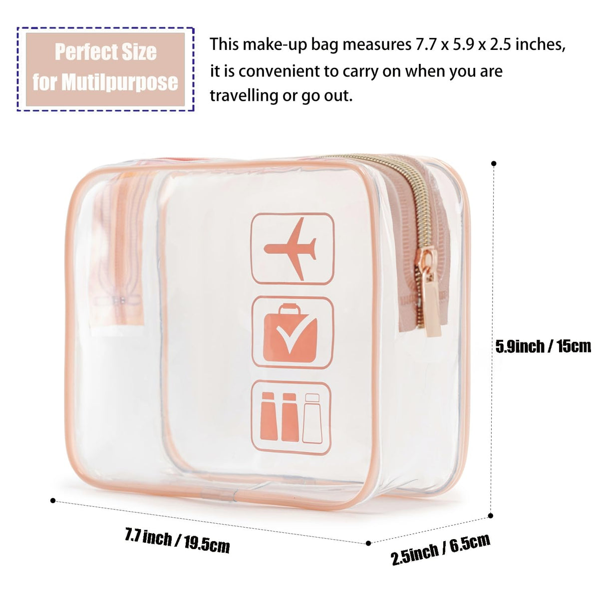 TSA Approved Toiletry Bag, 3 Pcs Clear Toiletries Bags Quart Size Travel Makeup Cosmetic Bag for Women Men, Carry on Airport Airline Compliant Bag (Black)