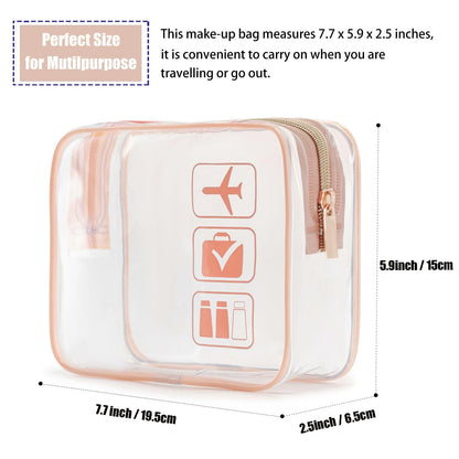 TSA Approved Toiletry Bag, 3 Pcs Clear Toiletries Bags Quart Size Travel Makeup Cosmetic Bag for Women Men, Carry on Airport Airline Compliant Bag (Black)
